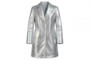 Stylish silver metallic leather jacket isolated on transparent background, perfect for fashion and apparel projects