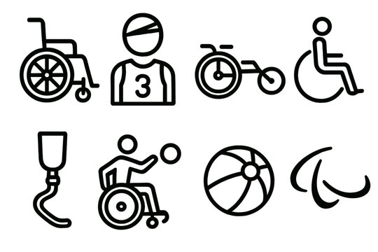Symbols of accessibility and adaptive sports promoting inclusivity in physical activities for individuals with disabilities - Powered by Adobe
