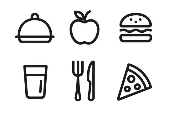 Various food and drink icons representing a diverse menu for dining and takeaway options