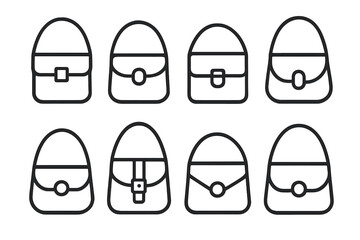 Collection of line art bag designs showcasing various styles and shapes for fashion enthusiasts and designers