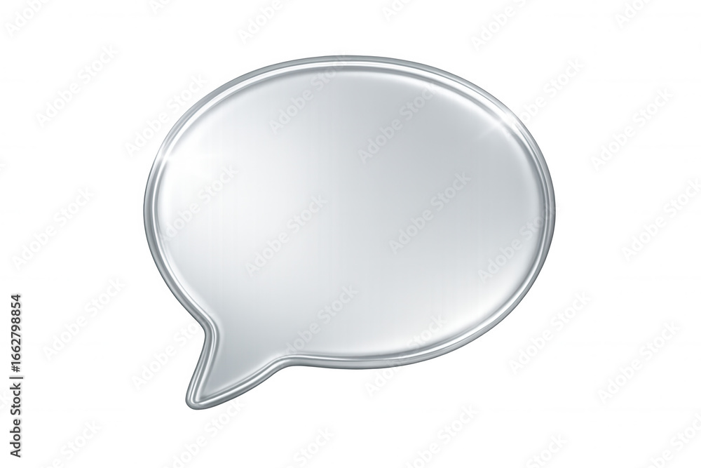 Poster glossy silver speech bubble hovering on a transparent background, symbolizing communication and mess