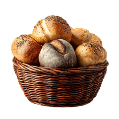 Basket with rolls from white and dark flour png