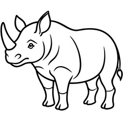 Javan Rhino line art vector