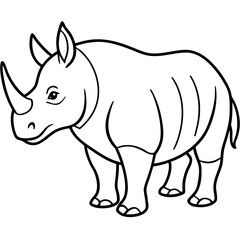 Javan Rhino line art vector