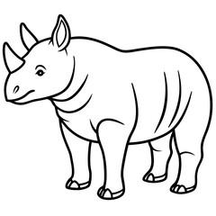 Javan Rhino line art vector