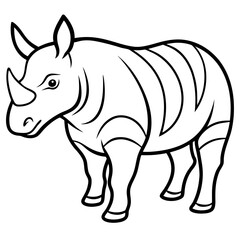 Javan Rhino line art vector