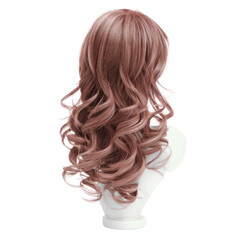 Naklejka premium Rear View of Long Curly Auburn Wig on Mannequin