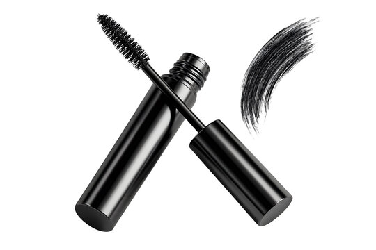 Luxurious mascara product showcase with sleek design and transparent background aesthetic