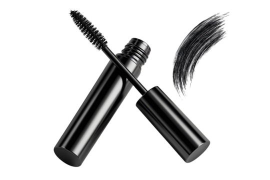 Luxurious mascara product showcase with sleek design and transparent background aesthetic