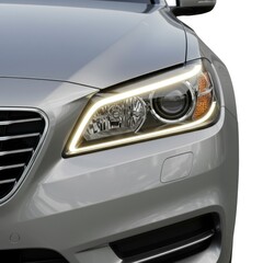 Fototapeta premium Close-up of a Silver Car's Headlight