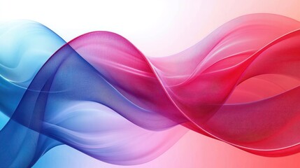 smooth flowing abstract wave shapes in blue and red blending softly on a light background conveying calm and elegance