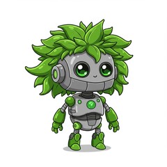 Naklejka premium Cute Green Pixel Art Robot Character