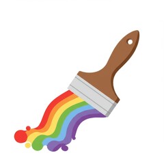 Rainbow Paintbrush with Colorful Strokes
