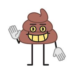 Poop character waves hand and smiling