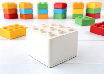 Fototapeta premium Plain Toy Block Mockup Isolated on Background