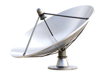 Silver satellite dish antenna with transparent background communication technology isolated on a transparent background