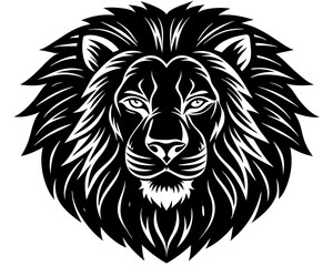 Obraz premium Lion Head Silhouette Linocut, Wild Animal Vector Design