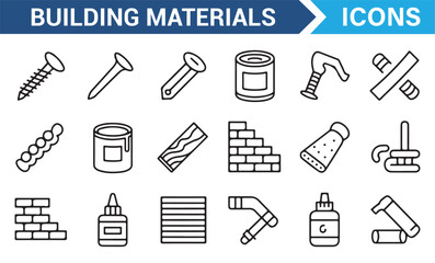 Obraz premium Set of Construction Tools and Materials Symbols