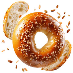 Bagel PNG, Fresh Sesame Seed Bagel Clipart with Transparent Background for Bakery and Breakfast Design