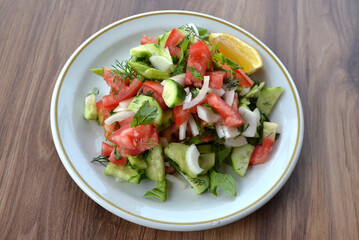 salad plate on table in restaurant
