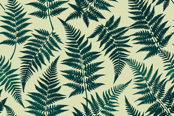 A seamless background of fern silhouettes vector illustration