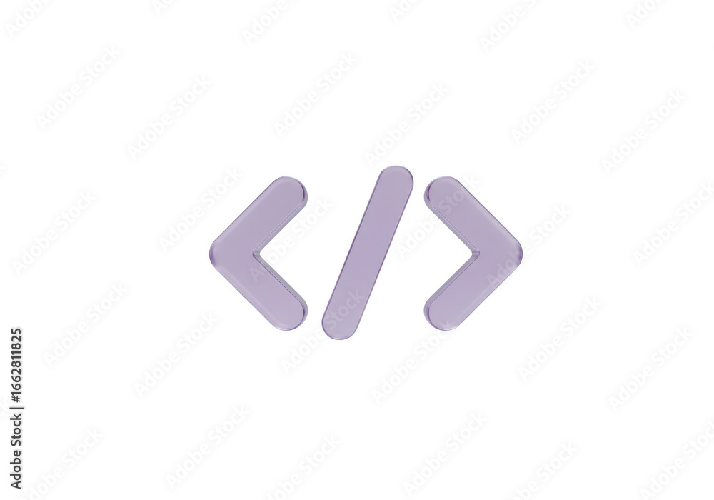 Poster purple 3d code brackets symbol isolated on transparent background