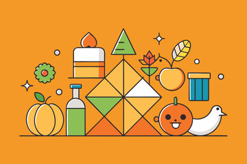 Modern geometric Thanksgiving background with flat shapes vector illustration