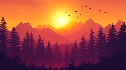 Fototapeta premium Golden evening sunlight shining across valley mountain ridge high resolution picture