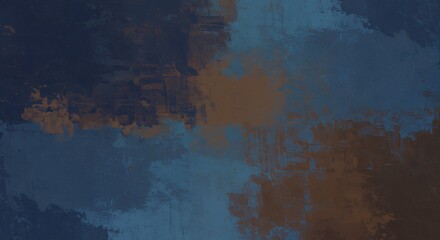 Obraz premium Abstract Brown and Blue Textured Painting with Bold Brush Strokes