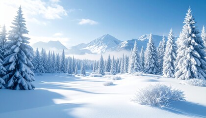 Obraz premium 冬のイメージ 雪が積もる山の麓の風景