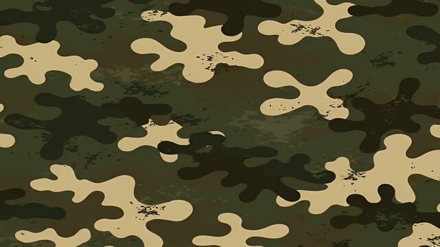 Classic Seamless Camouflage Pattern in Dark Green Olive Green and Beige Shapes for Military Hunting and Fashion Themes