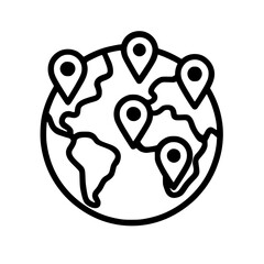 Globe with Location Pins Icon.