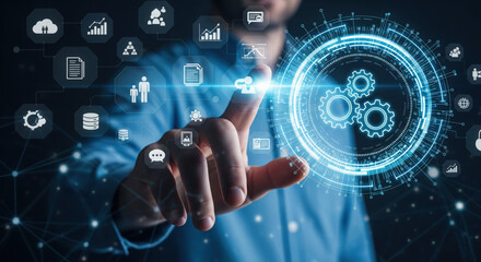 Futuristic holographic dashboard for AI intelligent automation