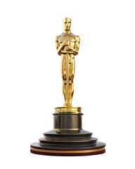 statue of a golden Oscar award isolated on transparent background