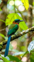 Obraz premium Colorful bird perched in lush rainforest