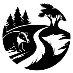 Badger Brook vector clean black silhouette design white background