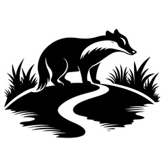 Badger Brook vector clean black silhouette design white background