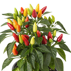 Obraz premium Vibrant chili pepper plant with colorful peppers in garden for home decoration gardening tips