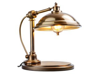 Antique Brass Desk Lamp with Exposed Bulb on Background table lamp vintage isolated on a transparent background