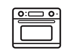 Clean flat line vector artwork showing electric oven stock design