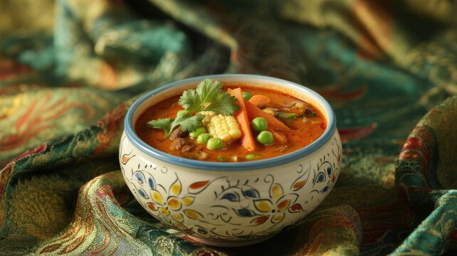 Vegetable Soup or Halim in Traditional Ceramic Bowl