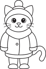 Cute Cat Wearing Winter Clothes Ready for Cold Weather and Snow