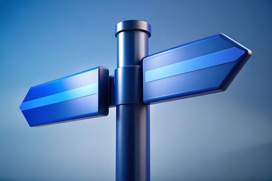 Blue directional signpost pointing two ways choice decision future paths