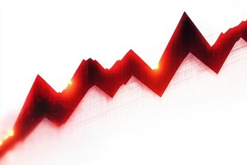 red upward trending zigzag graph with glowing points on a bright white background indicating growth and progress