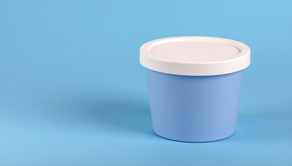 Light Blue Plastic Container with White Lid on Blue Background