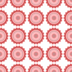  Pink Floral Mandala Pattern on White Background
