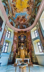 Obraz premium Poellau Abbey, Poellau, Styria, Austria, Europe - 09.08.2025, interior of the church