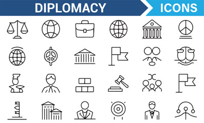 Illustrative Icons for Global Peace, Justice, and Diplomacy