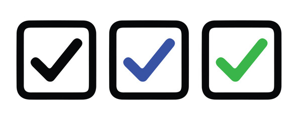 Confirmation Tick Marks for Approval and Success. Vector illustration 