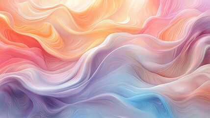 Obraz premium A digital painting resembling rippling silk or flowing fabric. A vibrant and energetic abstract pattern with a mix of warm and cool tones.